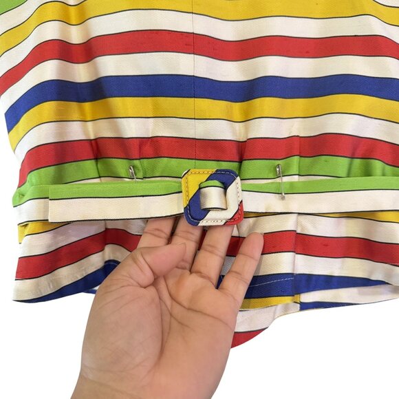 NWOT Vintage Yves Saint Laurent 100% Silk Button Up Multicolor Peplum Top SizeXS - Picture 5 of 10